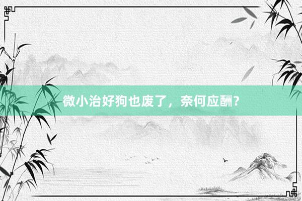 微小治好狗也废了，奈何应酬？